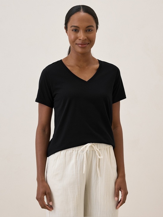 Pact Tops - ‼️EUC: Pact Organic Black Short Sleeve V-Neck T-Shirt - M